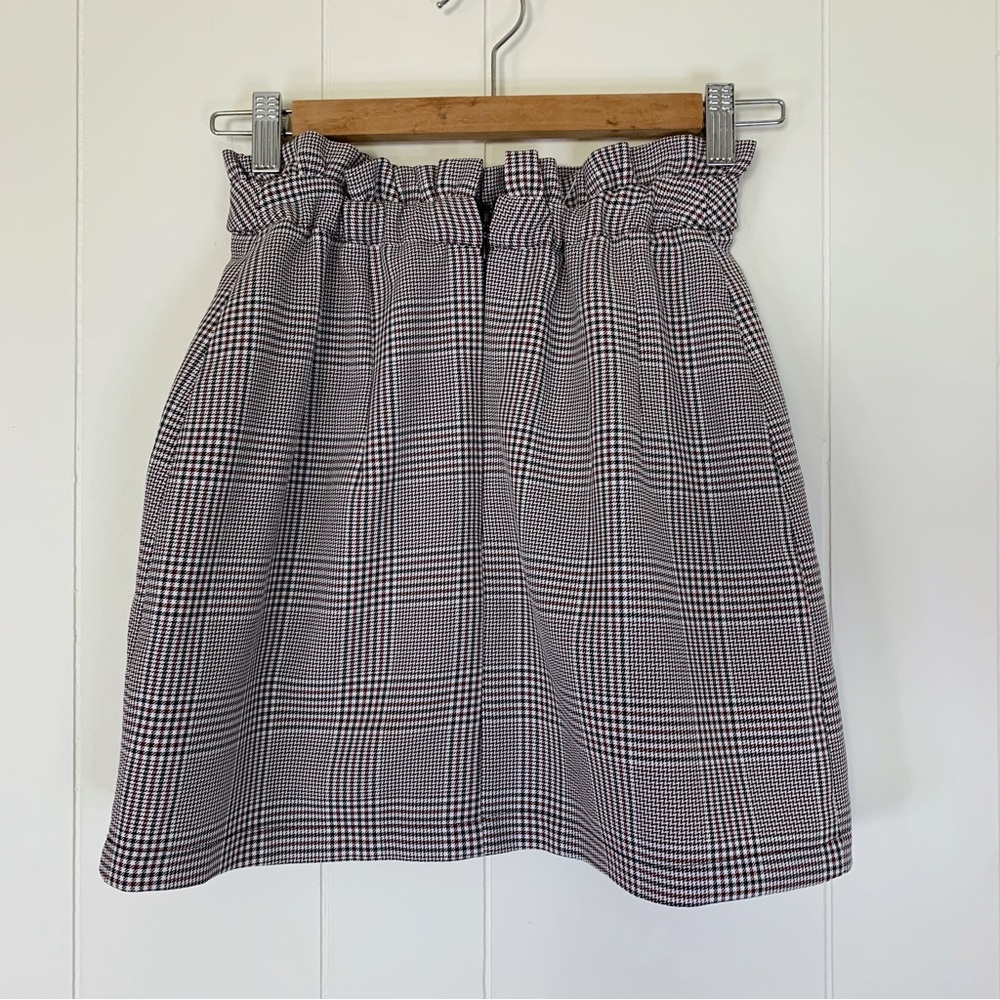 Topshop Black & Burgundy Houndstooth Skirt 4 - Picture 2 of 7